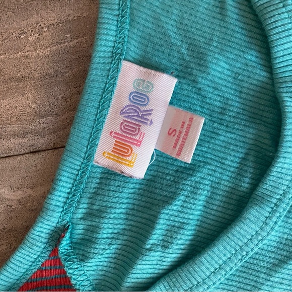 LLR LulaRoe Womens Randy Raglan Baseball Tee Half Sleeve Small Pink and Green - Picture 2 of 4